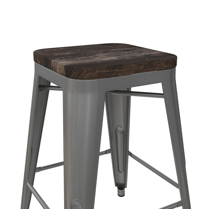 Easy to assemble backless counter stool set -  Silver