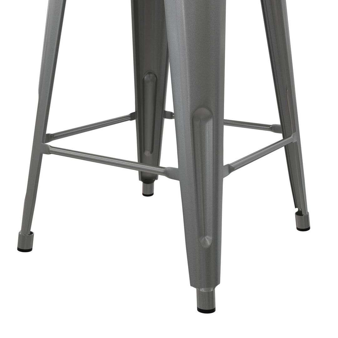 Fusion 24 Inch Stackable Metal and Wood Counter Height Bar Stools, Set of 2 - Silver - 24"