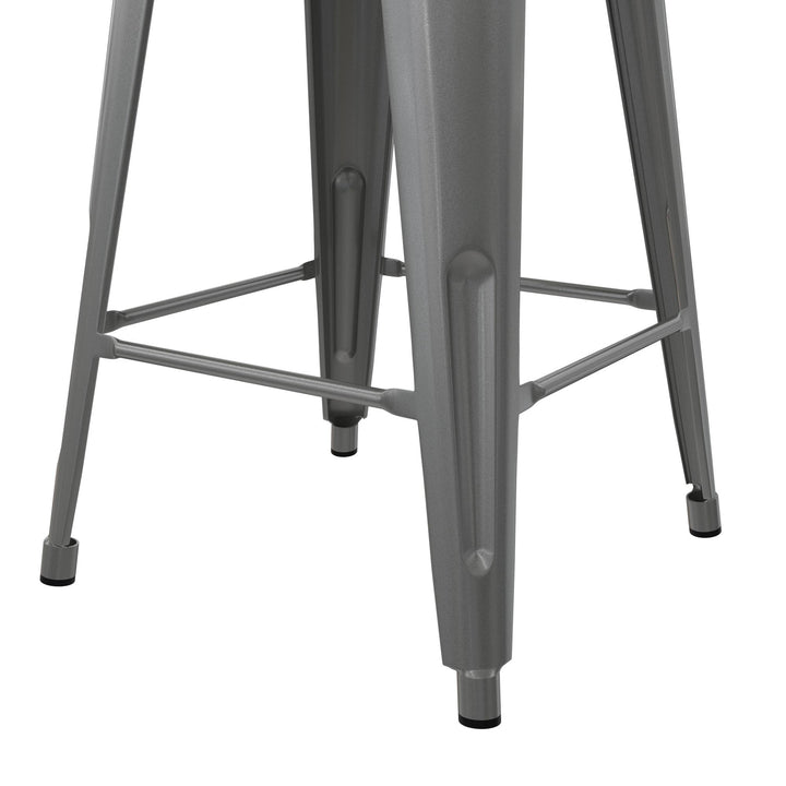 Fusion 24 Inch Stackable Metal and Wood Counter Height Bar Stools, Set of 2 - Silver - 24"