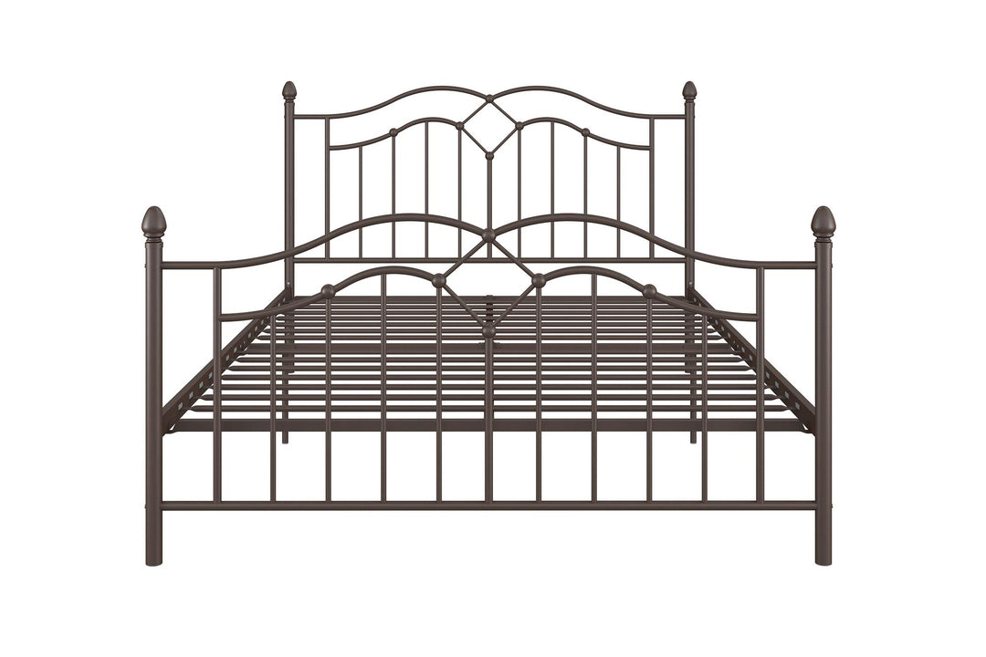 Metal Bed with Headboard and Footboard -  White  -  Full