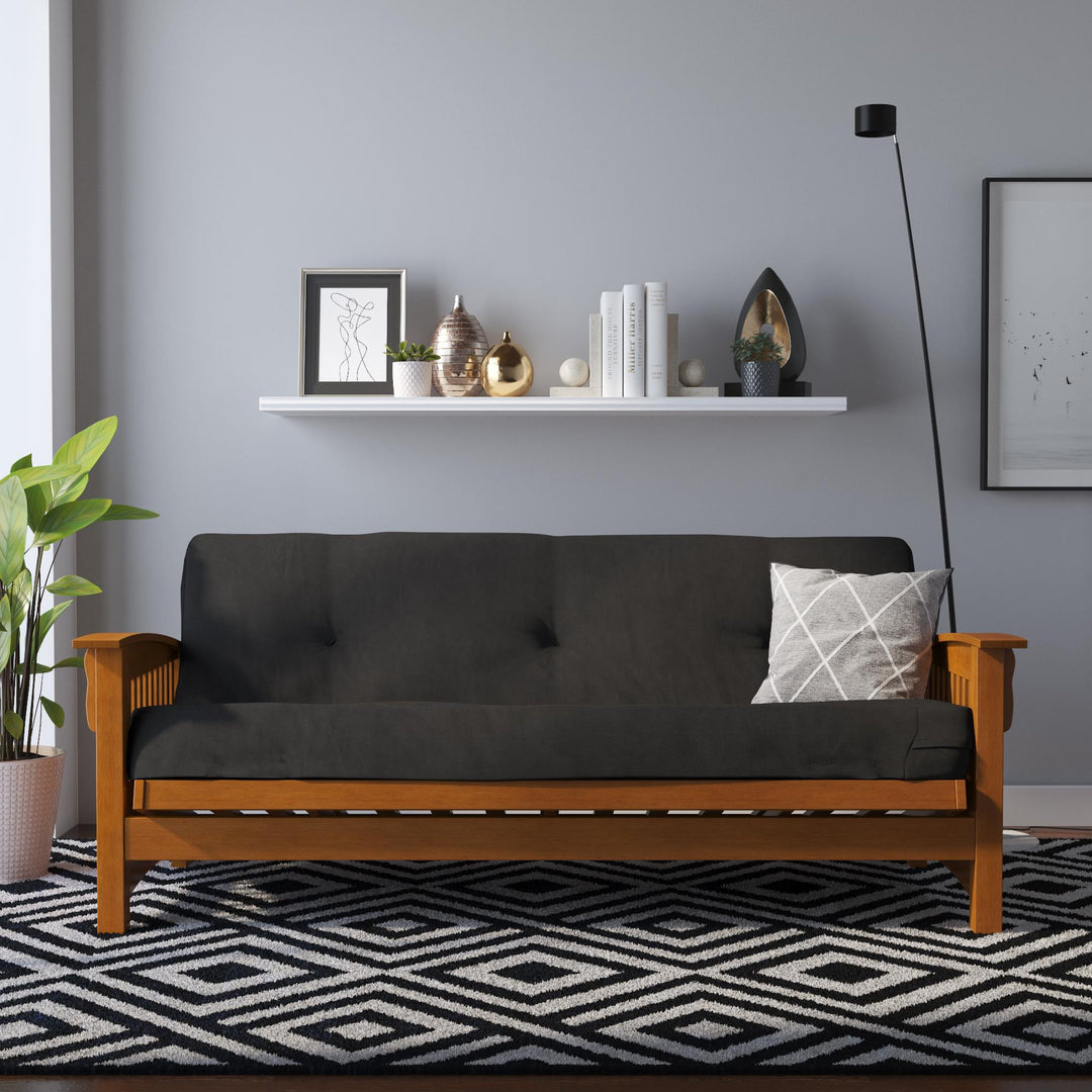 Eve 8 Inch Thermobonded High Density Polyester Fill Futon Mattress - Black - Full